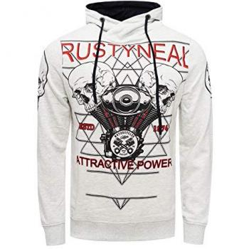 Herren Kapuzensweatshirt Rusty Neal, grau, mit mehrfarbigem Print