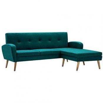 VidaXL Green L-Style Sofa, 186x136x79cm, Fabric Covered