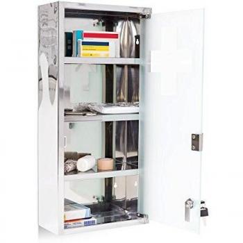 Armoire à pharmacie en inox avec porte en verre opale 27 x 57 x 12 cm