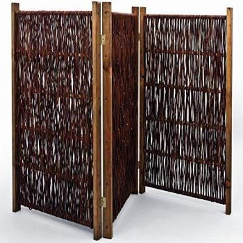 Gartenparavent aus Weide 180 x 180 cm, 3-teilig