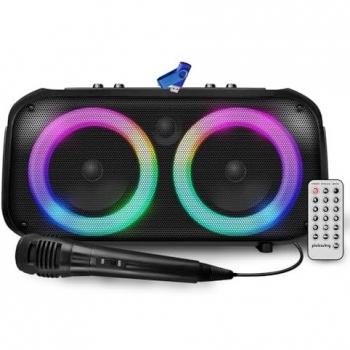 Pickering SoundBlaster 300 – Enceinte autonome LED, 300 W, Bluetooth, USB, Radio FM, Echo, micro karaoké et clé 32 G