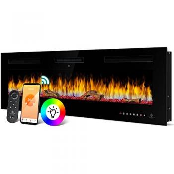 Elektrokamin mit Heizung 9 Farbmodi LED Flammeneffekt 900/1800 W