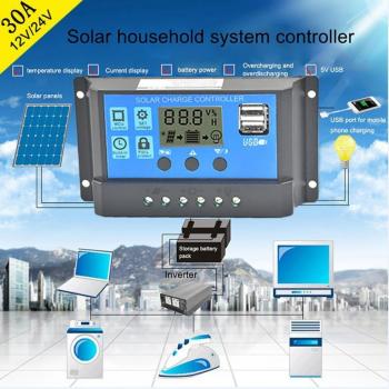 Controlador de Panel Solar 30A 12V-24V USB + Conectores Anderson