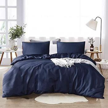 RUIKASI King Size 3-Set Non-Iron Duvet Cover Kit – Blue Velvet, Zip Fastening, Winter Warmth