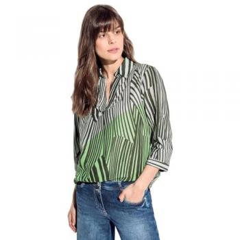 Chemise longue verte rayée Cecil Femme – M