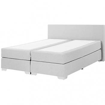 Letto matrimoniale 160 x 200 cm in tessuto grigio con materasso a molle insacchettate