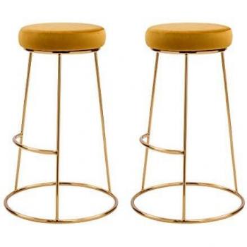 Tabouret de Bar Kendal en Velours Jaune Curry 73 cm