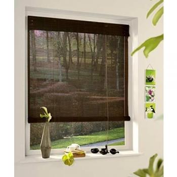 Store Enrouleur Roll'Up Bambou Chocolat L103 x H180cm Fixation avec perçage