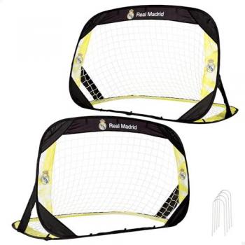 Set Baby Real Madrid: 2 porterías de fútbol pop‑up 120×80×80 cm con bolsa incluida
