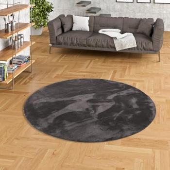 Tapis d’Intérieur Pergamon Rond Anthracite Faux Fourrure 160