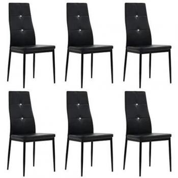 Set of 6 Dining Chairs in Black Faux Leather