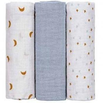 LÄSSIG Adventure Traktor Mulltuch 3er Set (85x85 cm) Baumwolle