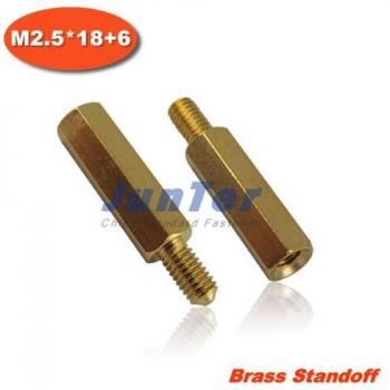 100-Unit Brass M2.5 Standoffs, 18mm Thread Length – Bulk Pack