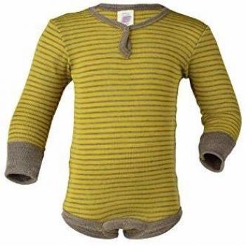 Langarm-Body STRIPES mit Seide in safran/walnuss