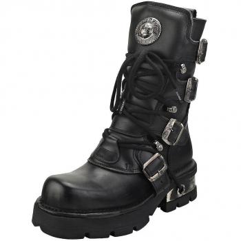 Botas de Mujer New Rock con Tacón Ancho en Negro