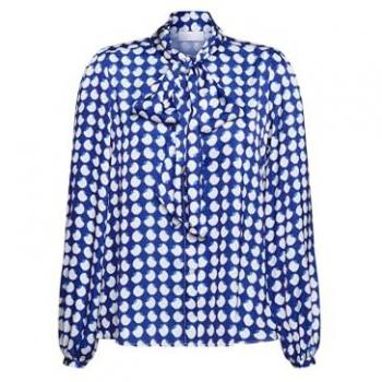 RICH & ROYAL Recycling Bluse mit Schleife Blau Damen Größe 40