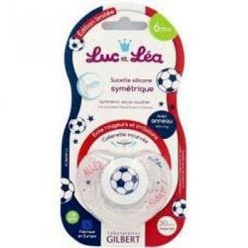 Luc et Léa Sucette Symétrique en silicone avec Anneau pour les Pieds +6M