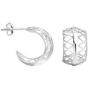 Gitter Creolen 925 Silber Damen