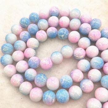 Bracelet & Collier Perles 4/6/8/10 mm Rose‑Bleu – Élégance Vitrée