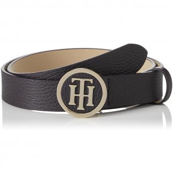 Cinturón Tommy Hilfiger TH Round Buckle, Cuero Negro, 90 cm
