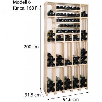 Modell 6 von CaveauSTAR: 168‑Flaschen‑Regal in Tannenglas