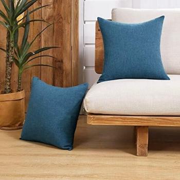 Couverture de coussin carré 50 cm – Bleu profond faux lin