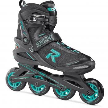 Roces Icon Pattini in Linea da Donna, Nero/Aqua, Taglia 38