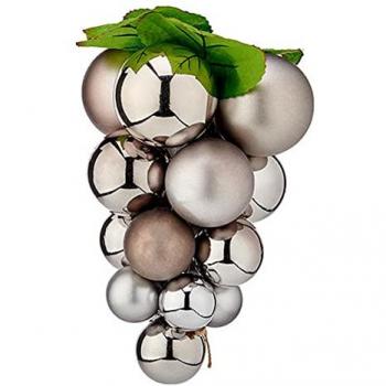 Plastique Noir – Boule de Noël Raisin Argenté (moyen)