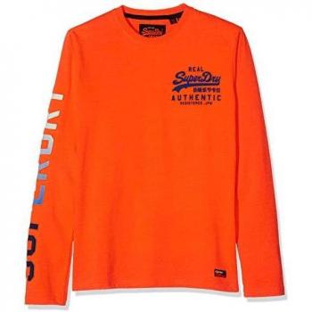 Superdry Vintage Logo Authentic Fade T-shirt a Maniche Lunghe, Arancione