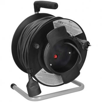 Solight prodlužovací přívod na bubnu, 1 zásuvka, 50m, černý kabel, 3x 1,5mm2