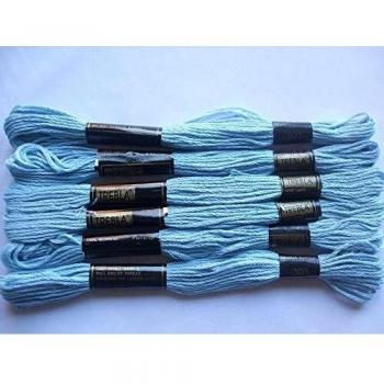 Six‑Piece Trebla Sky Blue Embroidery Thread Bundle – 8 m, #303