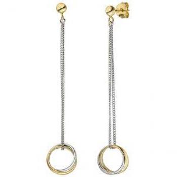 Damen Ohrhänger 925 Silber bicolor vergoldet