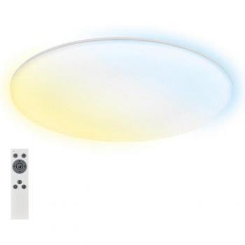 Plafonnier Rowny à lumière indirecte 45 mm – Télécommande + variateur – résistance éclaboussure (Briloner, Blanc)