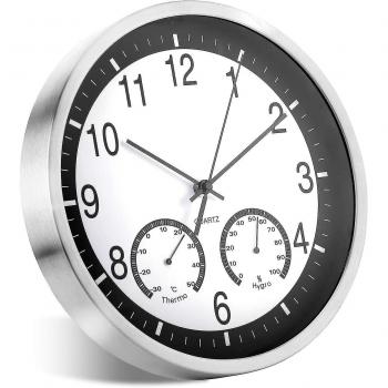 SilenceQuartz 30 cm : Horloge Métallique Intelligente (Température/Humidité)