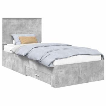 Grey & Silver Concrete Engineered Bed Frame 75x190cm – VidaXL