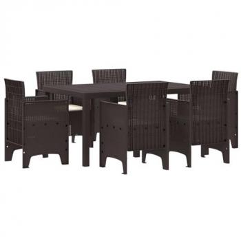 Set da Pranzo per Giardino 7 pcs marrone rattan Polt vitaXL
