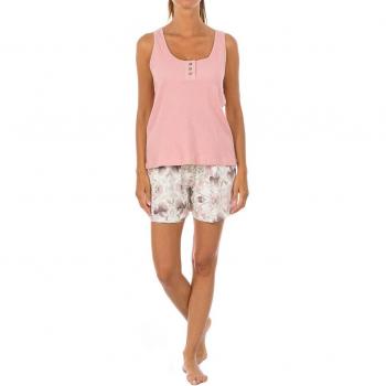 J and J Brothers Damen Pyjama mit Rundhalsausschnitt und geknöpften Trägern, Mehrfarben, Größe XL