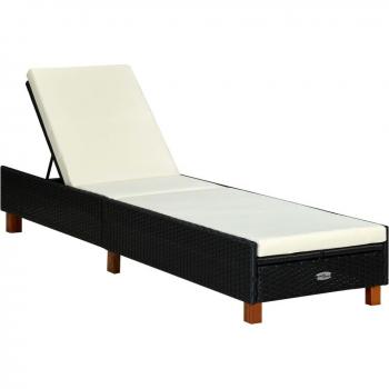 Transat Élégance Noir avec Coussin en Résine Tressée