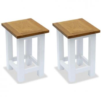 Set of 2 Solid Oak Wood End Tables