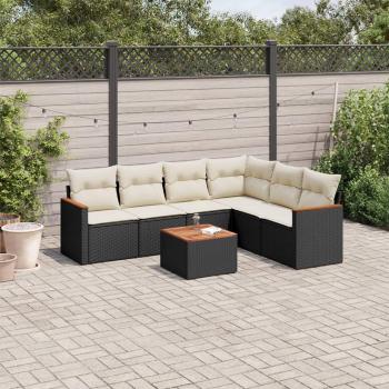 Comedor Jardín 7 Pzas + Accesorios de Ratán Negro