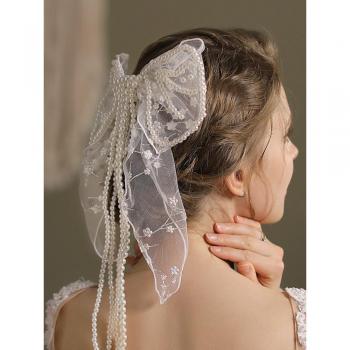 Épingle à cheveux décorative en dentelle, ornement de mariage en forme de papillon