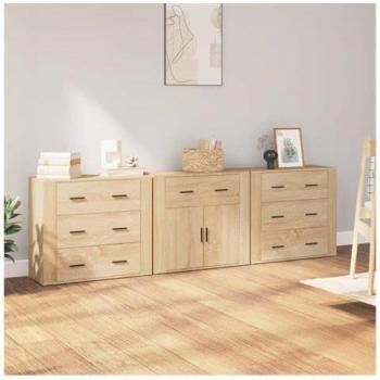 Set credenza 3 unità Rovera Sonoma in legno composito