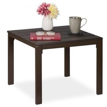 Mesita de Patio Rectangular, Efecto Madera, 39 x 98 x 48 cm, Marrón