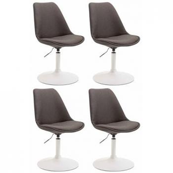 Cuatro Sillas de Mesa Maverick en Tela Gris Oscuro/Blanco