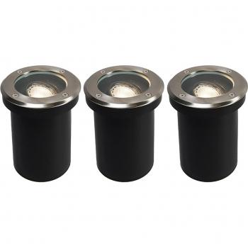 Trio de spots de sol extérieurs en acier orientables IP65