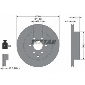 Textar 92296403 Disco Freno Posteriore
