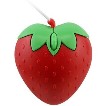 Cute Strawberry Wired Optical Mouse 800 DPI USB Portable Mice with Mouse Pad for PC and Laptop