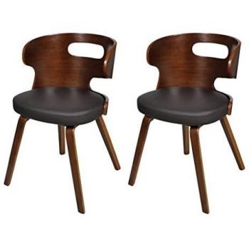 Set de deux chaises marron simili‑cuir pour salle à manger