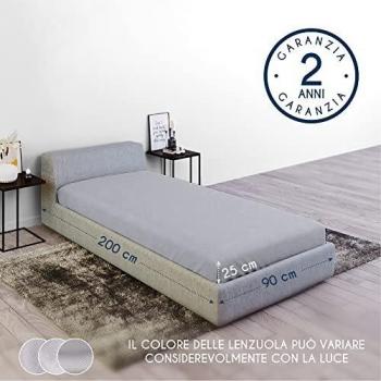 Lenzuolo Cotone Jersey Dreamzie 90x200cm Grigio Elastico 22 cm