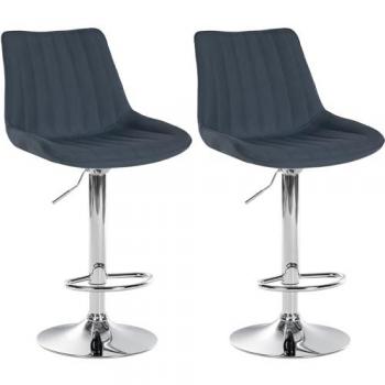 Tessuto Grigio Scuro: Sgabelli Bar 2× in Metallo Cromato